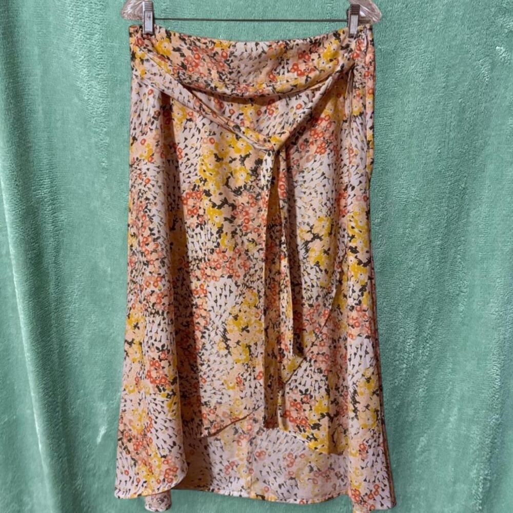 Floral Wrap Skirt Size 10 - Women's High-Low Midi